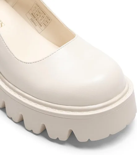 Vista 7 de DREAM PAIRS Zapatos Mary Janes con plataforma para mujer Beige