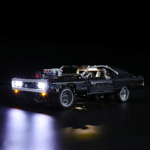 Vista 2 de BRIKSMAX - Kit de iluminación LED para Dodge Charger Technic Fast & Furious Dom, compatible con el modelo de bloques de construcción Lego 42111,