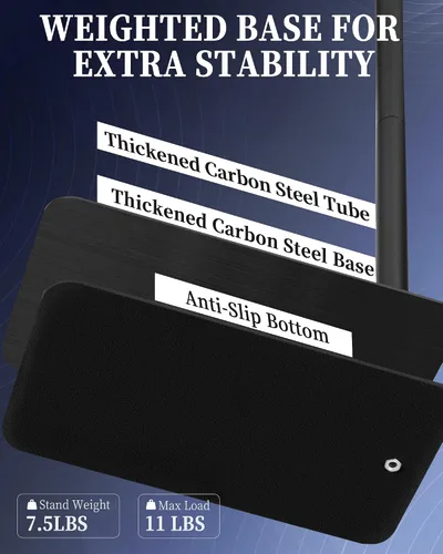 Vista 4 de SHUWEI Soporte de suelo para tableta con engranajes helicoidales de doble autobloqueo, soporte de piso para iPad de 63 pulgadas de altura ajustable