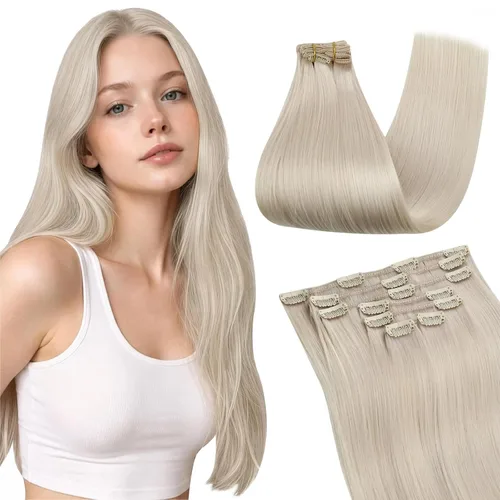 Vista 15 de Ugeat Extensiones de cabello humano con clip de 12 pulgadas, extensiones de cabello balayage con clip, marrón chocolate ombre, extensiones
