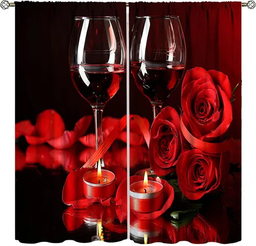 Vista 11 de Cortinas de ventana de leopardo con rosas rojas, tratamiento de ventana de vida silvestre africana para niños y niños, cortinas de ventana