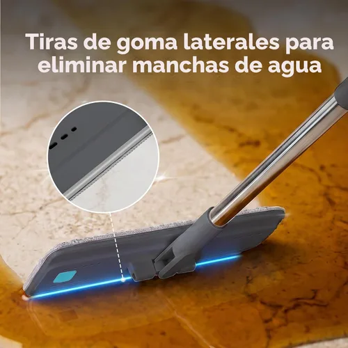 Vista 4 de Midyb Sistema de cubo de fregona plana, fregona húmeda y seca para limpieza Mango de acero inoxidable de 54 pulgadas, 4 almohadillas de microfibra