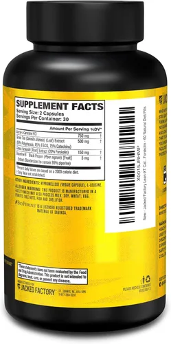 Vista 8 de Jacked Factory Lean-XT - Quemador de grasa sin cafeína, suplemento de pérdida de peso no rígido, supresor del apetito y potenciador del metabolismo