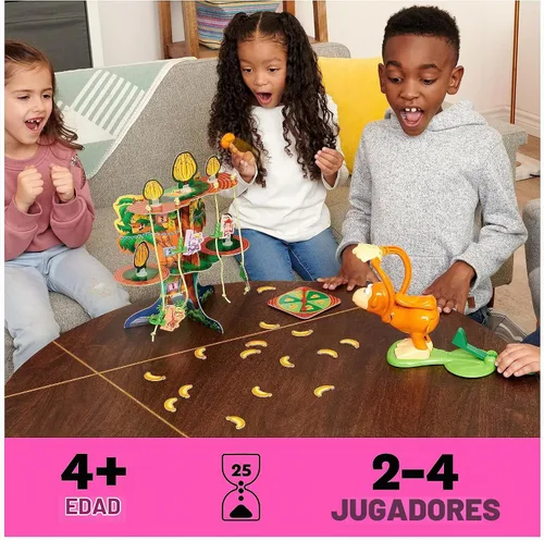 Vista 2 de Spin Master Games, Monkey See Monkey Poo, juego interactivo de mono para niños, incluye masa blanda perfumada de plátano, divertido juguete