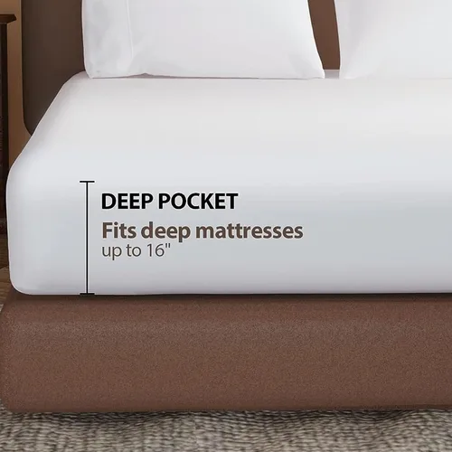 Vista 2 de Juego de sábanas tamaño Queen, colección de 3 piezas, sábanas y fundas de almohada - Lujo de hotel, 100% algodón extra suave, sábanas refrescantes