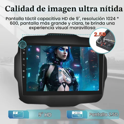Vista 6 de Radio de coche Android para Jeep Renegade 2015-2020 con DSP, Apple Carplay inalámbrico y Android Auto de 9 pulgadas, pantalla táctil, estéreo