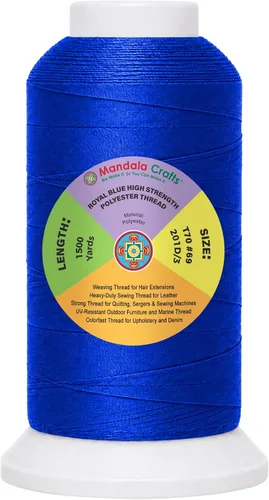 Vista 58 de Mandala Crafts Airforce Blue Tex 70 - Hilo de poliéster para tapicería 1500 Yds T70 UV Resistant Strong Thread for Leather Sewing, Marine