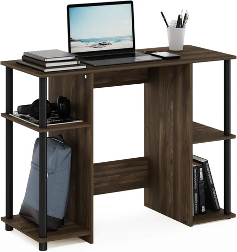 Vista 8 de Furinno Jaya - Escritorio de estudio para computadora, americano/acero inoxidable