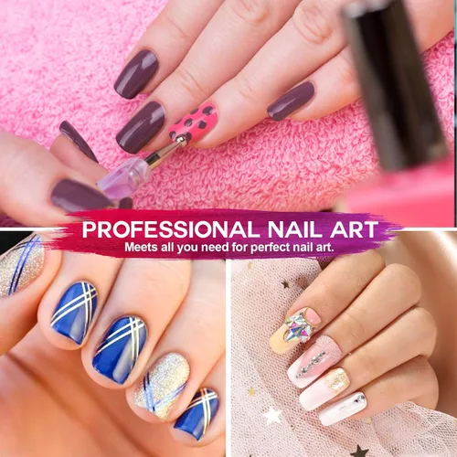 Vista 7 de Teenitor Pinceles de arte de uñas, pinceles de diseño de arte de uñas, 15 pinceles de gel de uñas, 5 bolígrafos de punteo de uñas, 12