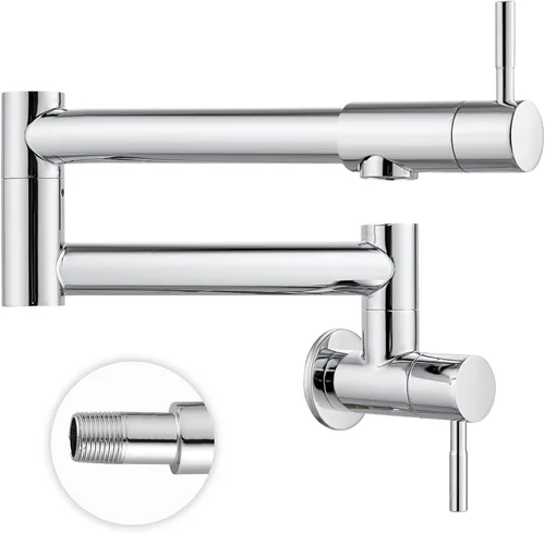 Vista 13 de Heyalan Pot Filler - Llenador de ollas de 19 pulgadas para montaje en pared, plegable, extensible, grifo de cocina/restaurante de acero inoxidable