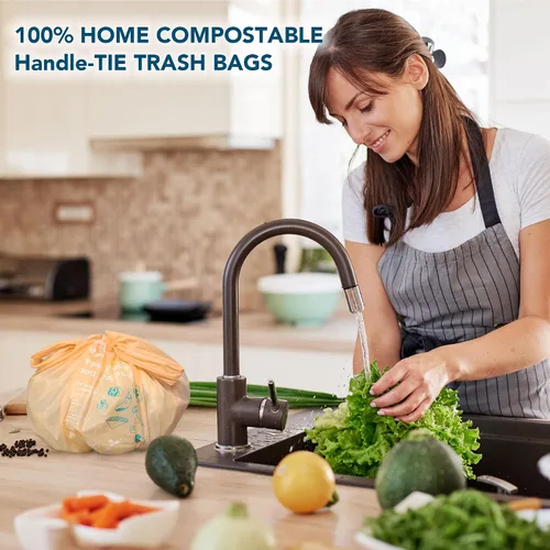 Vista 2 de Bolsas de basura compostables de 1.6 galones, bolsas de basura pequeñas para contenedor de encimera, extragruesas de 0.78 mils, certificado US BPI