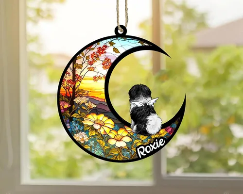 Vista 804 de LOVELYPOD Adorno de Navidad personalizado para perro Basset Hound (marrón) Basset Hound (marrón) adorno para atrapasoles de perro, razas de perros