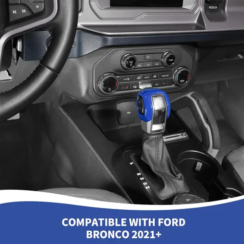 Vista 3 de RAZPOY Cubierta de la perilla de la palanca de cambios compatible con accesorios interiores Ford Bronco 2021-2025, color azul