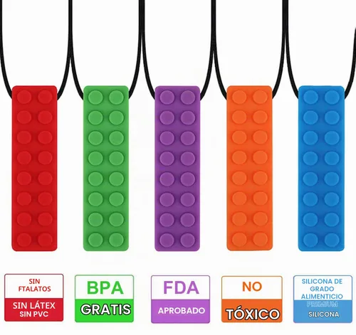 Vista 6 de Collar masticable, paquete de collar sensorial para masticar para niños con masticación, TDAH, autismo, necesidades de morder, masticable motor
