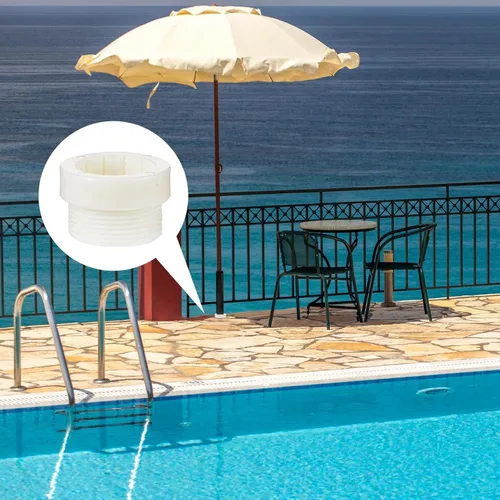 Vista 6 de Thyle Estabilizador de sombrilla de piscina, adaptador de inserción de 3/4 pulgadas, fundas adaptadoras roscadas, estabilizador de poste de Blanco