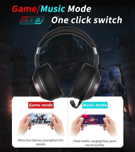 Vista 5 de HECATE by Edifier G33BT - Auriculares inalámbricos para juegos con micrófono desmontable, auriculares Bluetooth para PC, PS5, PS4, Nintendo Switch