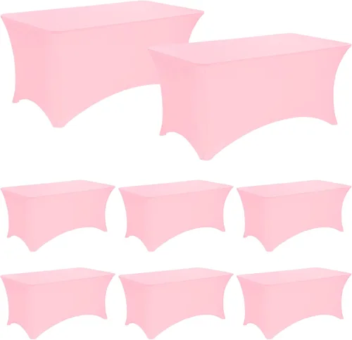Vista 24 de Paquete de 2 manteles rectangulares de elastano de 6 pies, lavables, resistentes a las arrugas, para mesas plegables, bodas, fiestas, cumpleaños