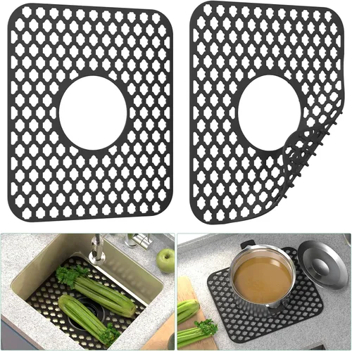 Vista 11 de TOOVEM - Tapete protector para fregadero de cocina, rejilla protectora de fregadero de 13.58 x 11.6 pulgadas, forro antideslizante resistente al