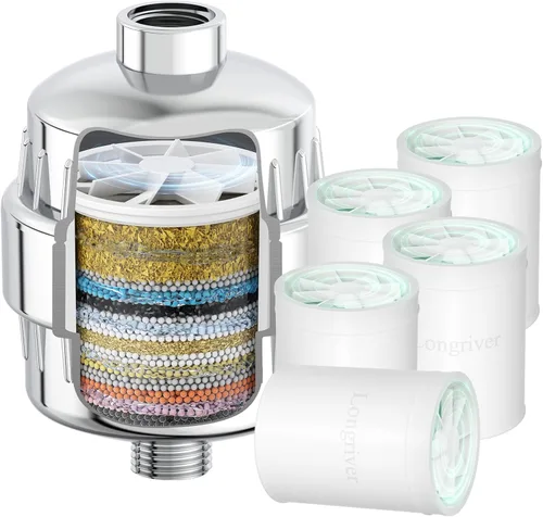 Vista 14 de Filtro de ducha R7 de alta capacidad, filtro de agua de ducha para agua dura, elimina 99.99% del cloro, metales pesados, suavizante de agua