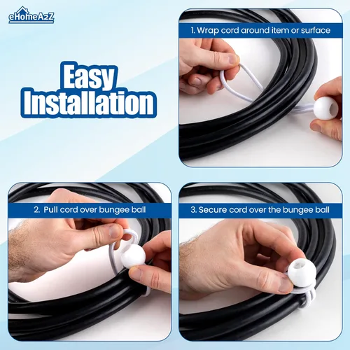 Vista 3 de Paquete de 25 cuerdas elásticas de bolas elásticas de 6 pulgadas de diámetro para toldo, red, postes, jardín, herramientas, cables, cable resistente