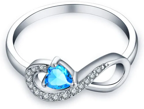 Vista 56 de Anillo Jo Wisdomo de compromiso. de plata esterlina, con corazón e infinito, anillo de amistad, para ella