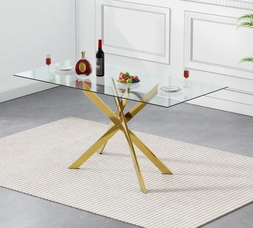 Vista 4 de Henf Juego de mesa de comedor de 5 piezas para 4, mesa de comedor rectangular de 51 pulgadas y 4 sillas de comedor negras de poliuretano, mesa