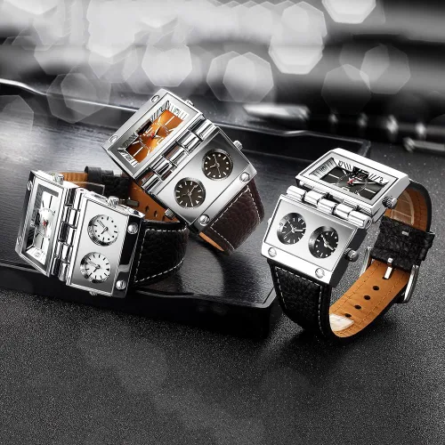 Vista 6 de Reloj analógico militar de gran tamaño para hombre, 3 subesferas con manecillas luminosas, modelo 9525