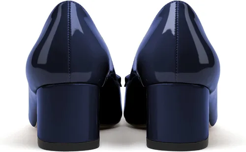 Vista 8 de YODEKS Zapatos de tacón grueso para mujer, tacón de bloque bajo, punta puntiaguda, zapatos de tacón para el trabajo, casual, vida diaria, fiesta