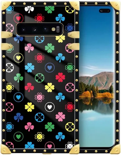 Vista 215 de Funda compatible con Samsung Galaxy S10 4G, TPU suave de lujo y parte trasera de policarbonato duro para niñas y mujeres, funda protectora a prueba