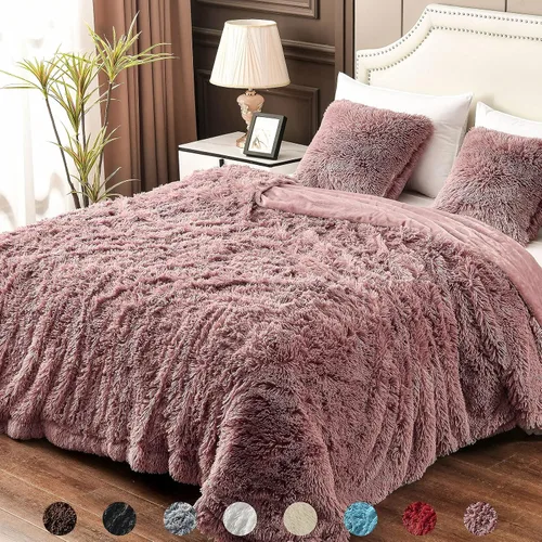 Vista 48 de YUSOKI manta de piel sintética extrasuave con pelos largos, transpirable, de 50 x 60 pulgadas, mullida, acogedora y cómoda, de microfibra de lujo