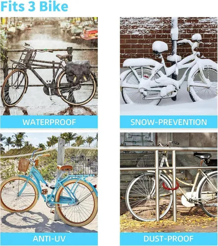 Vista 7 de Maveek Waterproof Cycle Bike Rain Cover For 1 2 3 Cycle Bikes, Road Bicycle Cover Outdoor Indoor Storage Water Resistance Travel Transport Garage
