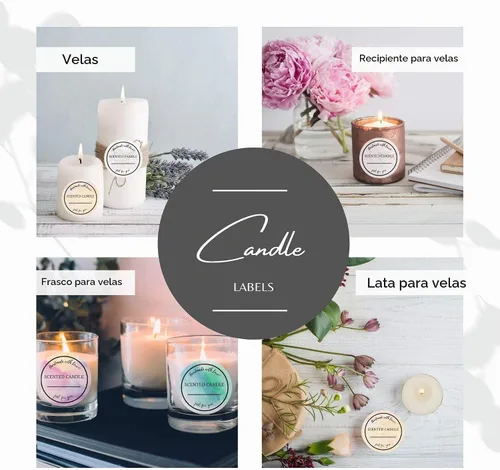 Vista 5 de Mobiusea Creation Rollo de etiquetas para velas Etiquetas impermeables de 2 pulgadas para suministros de fabricación de velas, latas, tarros