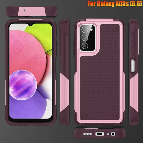Vista 8 de Funda resistente para Samsung Galaxy A03s/A02S de 6.5 pulgadas, 4 esquinas con bolsas de aire [protección contra caídas de 12 pies], agarre