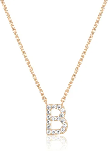 Vista 43 de PAVOI 14K White Gold Plated Cubic Zirconia Initial Necklace Letter Dainty Necklaces for Women