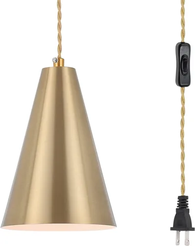Vista 10 de Lámpara colgante negra enchufable, luces colgantes con interruptor de encendido/apagado de cable de enchufe, mini luces colgantes para isla