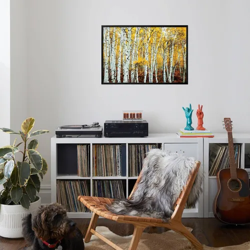 Vista 4 de AllPosters Póster de pared Aspen Grove - Marco amarillo sobre negro, 36 x 24 pulgadas