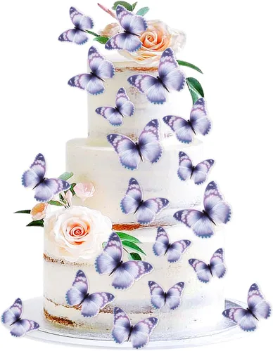 Vista 9 de 30 adornos de mariposa para tartas de mariposa en 3D, cola de oro rosa, mariposa, fiesta de cumpleaños, decoración para aniversario, boda, fiesta