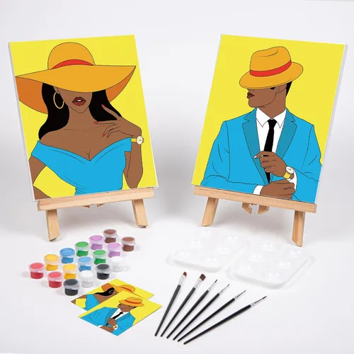 Vista 2 de VOCHIC Kits de Fiesta de Pintura para Parejas Lienzo Predibujado para Adultos Pintura y Bebida Juegos de Noche de Cita para Parejas Conjunto