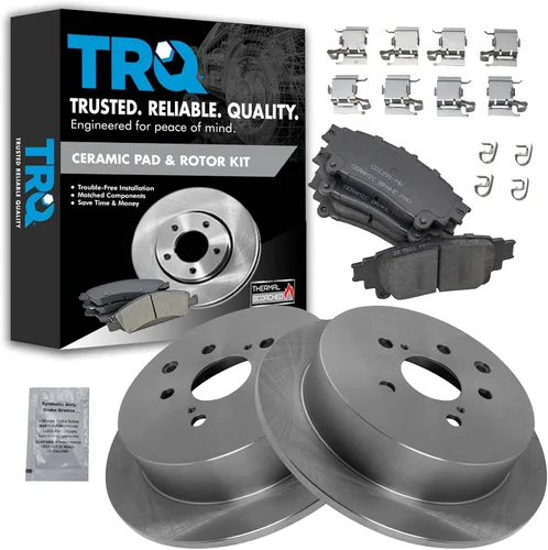 Vista 70 de TRQ Juego de pastillas de freno y rotor de cerámica trasera compatible con Honda Accord V6 1998-02 3.0L con frenos de disco traseros 02-06 Acura RSX