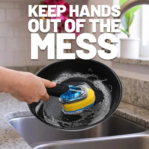 Vista 7 de Kit de varita de cocina antiarañazos con repuesto de esponja y soporte Azul