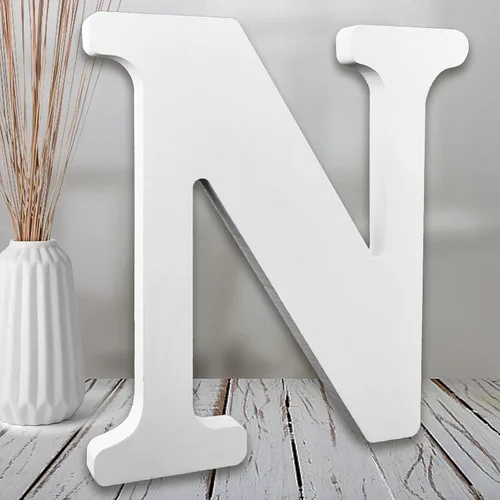 Vista 27 de AOCEAN Letras de madera blanca de 8 pulgadas, letras de madera sin terminar para pared, letras decorativas de pie en rodajas, decoración de tablero