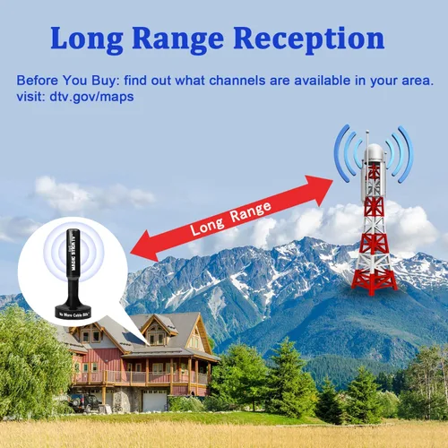Vista 5 de Magic Stick TV Antena para Smart TV Interior, Canales Locales, MS-50 Negro