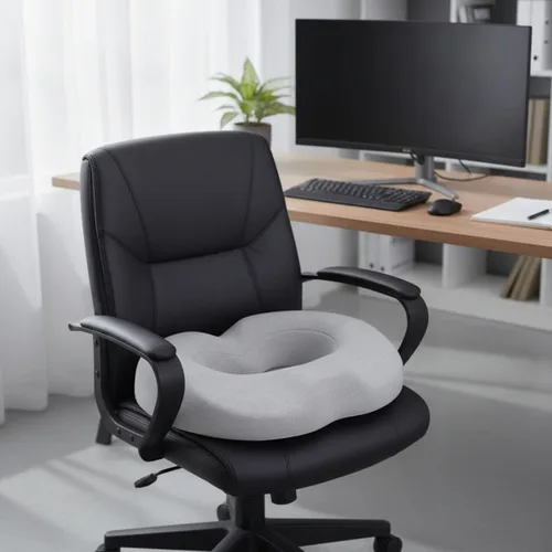 Vista 4 de Chair Seat Cushion with Non-Slip Bottom pressures-Relieving Tailbone Relief Cushion Ergonomic Chair Pad for Home Office, Reading Areas, Light Gray