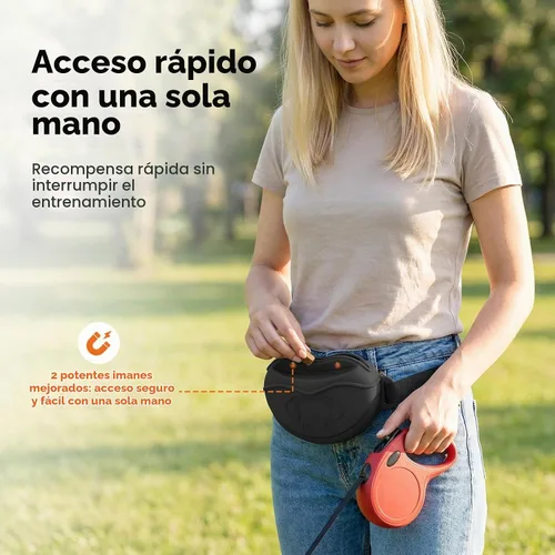 Vista 4 de Bolsa de golosinas para perros sin derrames que no gotea Bolsa de entrenamiento magnética de silicona con clic gratis y cinturón de cintura Negro
