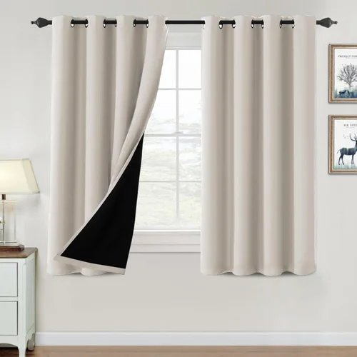 Vista 132 de H.VERSAILTEX Cortinas 100% de opacidad para dormitorio, con aislamiento térmico, cortinas opacas de 63 pulgadas de largo, cortinas de bloqueo