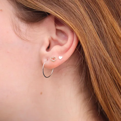 Vista 48 de Aretes de aro finos martillados, elegantes plata esterlina geométrica sólida, relleno de oro y relleno de oro rosa; para mujer por Lotus Stone