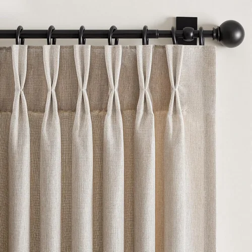 Vista 19 de 2 paneles de cortinas plisadas de lino beige de 84 pulgadas de largo, para dormitorio y sala de estar, cortina plisada con ganchos y pestaña trasera