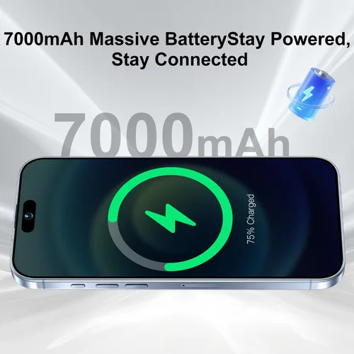 Vista 6 de Huness Teléfono celular desbloqueado de 17 PM 16+1TB, pantalla HD de 6.9 pulgadas, Android 15 7000mAh batería de larga duración, 5G/doble SIM/botón