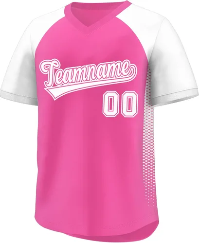 Vista 10 de Camiseta de béisbol personalizada con cuello en V para hombres, mujeres y jóvenes, camisetas de béisbol personalizadas con costuras o estampadas