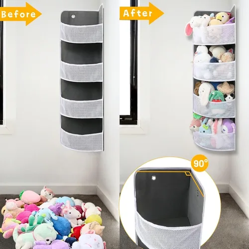 Vista 3 de Ofiray-home Estante esquinero suave Organizador colgante seguro Almacenamiento de pared apto para niños para artículos diversos, juguetes